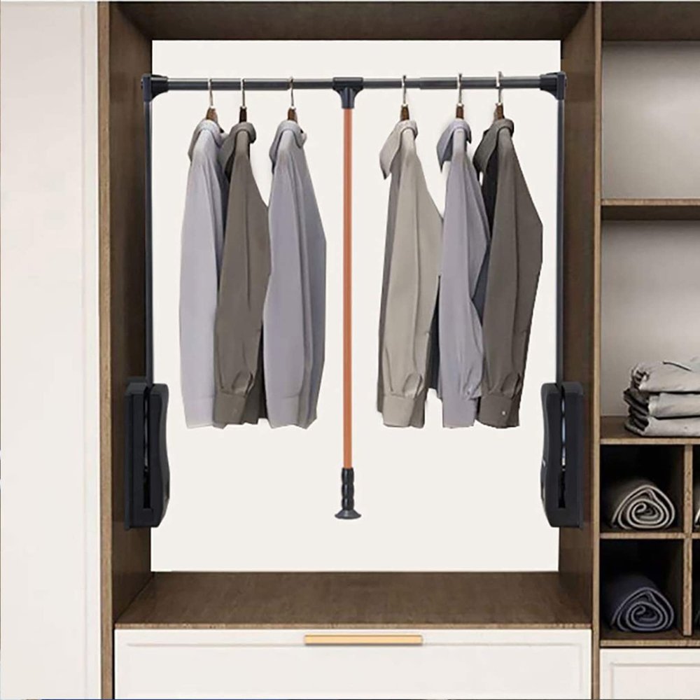 Closet Organizer Rack For Pants And Coat - Adjustable Clothing Organizer Holder, Lift Pull Down Adjustable Width Hanging Rod, Wardrobe Clothes Hanger Rail, Load Capacity 30kg, Black ( Size : 900-1220m