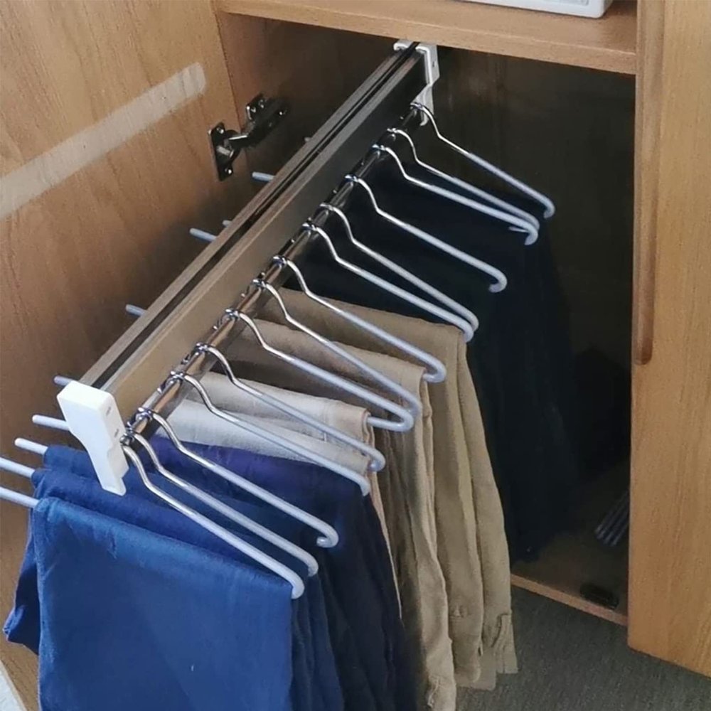 Heavy Duty Extendable Pull Out Closet Rod - Closet Clothes Hanger Rail, 30-80cm Pull Out Clothes Rail, Steel Extendable Closet Rod For Pants Clothing Storage, Space Saving, Load 25kg ( Size : 30cm )