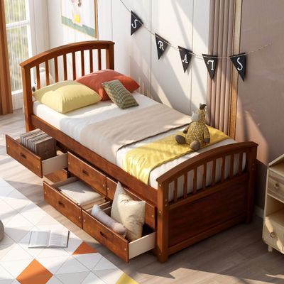 Harper & Bright Designs Orisfur. Twin Size Platform Storage Bed Solid Wood Bed with 6 Drawers