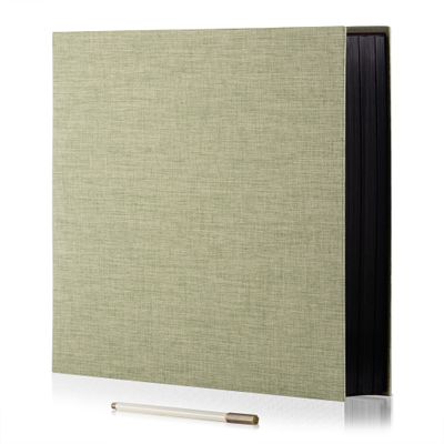 HoneyTolly Large Photo Album Self Adhesive 4x6 8x10 10x12 13"x12.6" Scrapbook Album 12.6"x11" Inch 60 Black Sticky Pages Linen Cover Magnetic Photo Album with A Metallic Pen and DIY Stickers