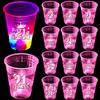 mishunyus 24 Pack Glow 21st Birthday Party Cups for Women - 16 oz Plastic Pink Cups with Rose Gold Foil Designs, Finally Legal & Happy 21" Decorations, Pink Glow Theme view 1