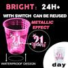 mishunyus 24 Pack Glow 21st Birthday Party Cups for Women - 16 oz Plastic Pink Cups with Rose Gold Foil Designs, Finally Legal & Happy 21" Decorations, Pink Glow Theme view 2