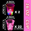 mishunyus 24 Pack Glow 21st Birthday Party Cups for Women - 16 oz Plastic Pink Cups with Rose Gold Foil Designs, Finally Legal & Happy 21" Decorations, Pink Glow Theme view 3