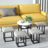 5 in 1 Nesting End Table Stackable Stools,Nesting Ottoman and Coffee Table 5-Piece Set,Cube Chair with Swivel Casters Foot Stool for Living Room, Home Office ( Color : Light gray , Size : White deskto view 2