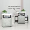 5 in 1 Nesting End Table Stackable Stools,Nesting Ottoman and Coffee Table 5-Piece Set,Cube Chair with Swivel Casters Foot Stool for Living Room, Home Office ( Color : Light gray , Size : White deskto view 4