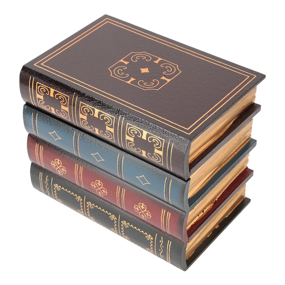 LIZEALUCKY False book box, decorative false book box, European antique decorative false book storage box, treasure box, home office bookshelf decoration(18cm)