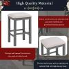 3-Piece Pub Table with Stools, 59" Kitchen Dining Table Set with USB Port Wood Dining Room Table Set for 3, Bar Table Set with 3 Fabric Padded Stools for Breakfast Nook, Small Space, Living Room,Gray view 4