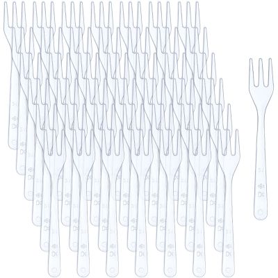 Skylety 500 Pcs Plastic Mini Forks 3.7 x 0.6 Inch Tiny Small Disposable Appetizer Cocktail Tasting Forks Utensils for Fruit Dessert Cakes Serving Supply(Clear)
