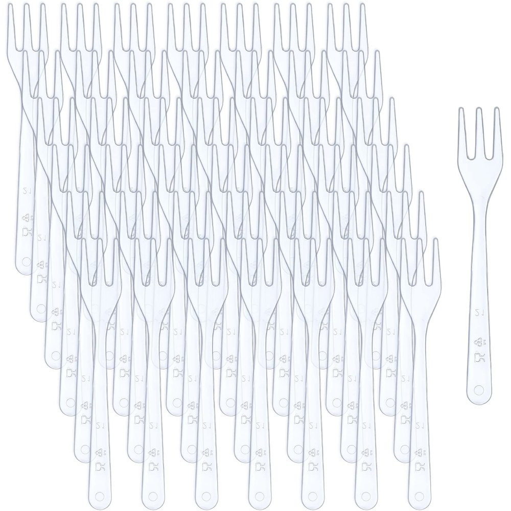 Skylety 500 Pcs Plastic Mini Forks 3.7 x 0.6 Inch Tiny Small Disposable Appetizer Cocktail Tasting Forks Utensils for Fruit Dessert Cakes Serving Supply(Clear)