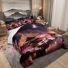 Japanese Style Bedding Set Full Size Moon Cherry Blossom Comforter Set 3pcs Romantic Night Sky Scenery Quilt Set for Kids Teens Girls Women Room Decor Exotic Pink Duvet Insert,2 Pillowcases view 2