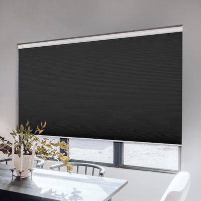 Sulugood Blackout Cellular Shades Cordless Room Darkening Cellular Blinds Thermal Insulated Honeycomb Blinds for Windows, Black, 23.5" W x 56" H
