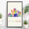 Modern Illustration World Cities Poster, Rio De Janeiro Landmarks Watercolor Poster, Brazil Poster, Rio De Janeiro Cityscape Art Poster - 18 * 24 Inches view 1