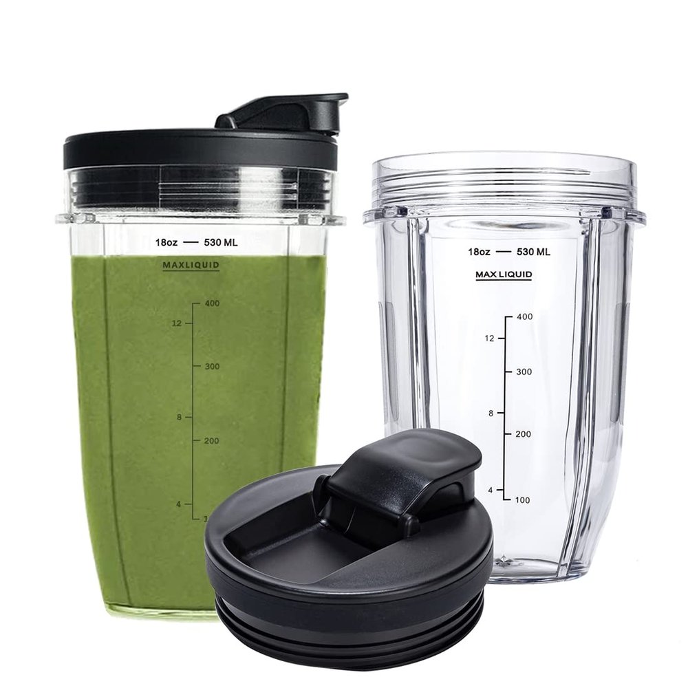 18OZ Replacement Cups Compatible with Ninja Nutri BN401, SS101, BN400, BN800, BN801, SS351, SS151 TWISTi DUO Blender, with Upgraded Sip and Seal Lids- Convenient to Drink Directly.(2 Pack)