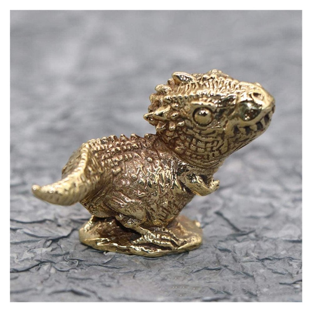 ALDEPO Sculpture Tabletop Copper Mini Statue Retro Desk Head Sculpture Statue Copper Anicent Animal ?Car Decoration Craft Home Decor Accessories Brass Retro Dinosaur Figur