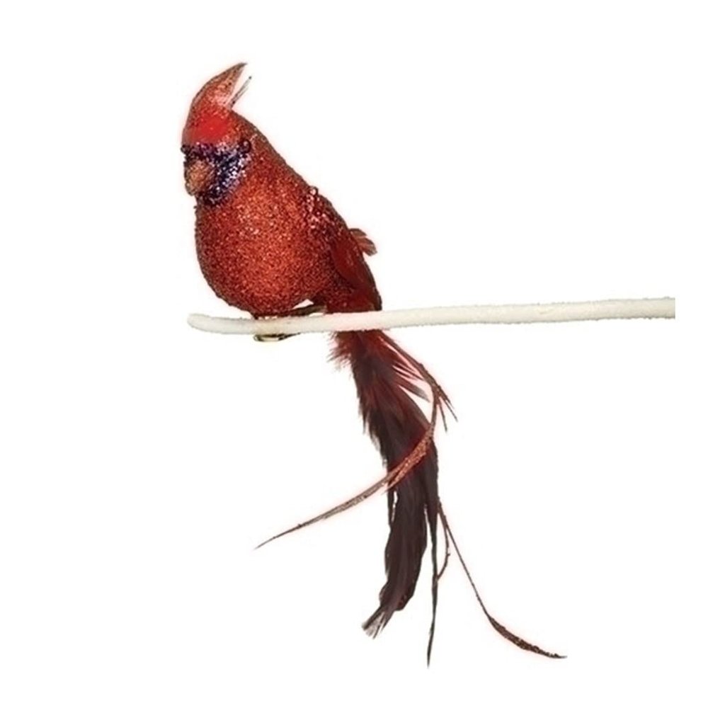 Roman Red Glitter Cardinal Clip-on Ornament, 4-inch Height, Christmas Decoration