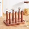 AKYLDI Wooden Rectangular Storage Cup Holder Inverted Tray Multipurpose Display Stand, Countertop Coffee Cup Stand with 6 Hooks, Coffee Counter, Bar Accessory & Kitchen Organizer view 3