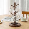 AKYLDI 14inch Wooden Mug Holder Tree with 6 Hooks, Wood Cup Rack Tea Coffee Bar Organizer Accessories Mug Hanger Stands for Kitchen Counter and Display Dinnerware Storage and Dry view 2
