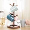 AKYLDI 14inch Wooden Mug Holder Tree with 6 Hooks, Wood Cup Rack Tea Coffee Bar Organizer Accessories Mug Hanger Stands for Kitchen Counter and Display Dinnerware Storage and Dry view 3