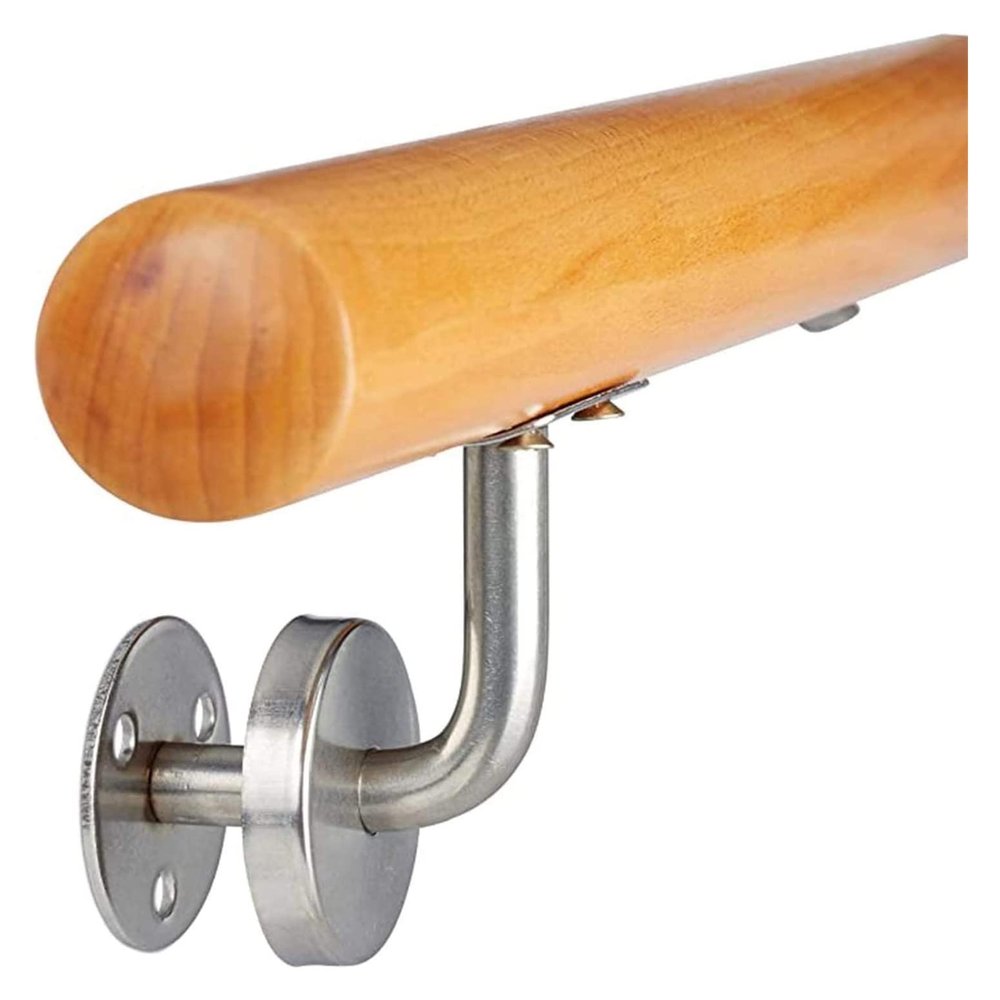 ALDEPO Grab Bars Wooden Handrail with Stainless Steel Bracket, Anti-Slip Stair Railing Wood Banister, Elderly Children Hand Grab Rail for Indoor Outdoor Non-Slip,1.2M (Color : 0.5m)