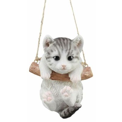 1 Pcs Of Adorable Lifelike Kitten Macrame Branch Hanger 5.5" Tall With Jute Strings