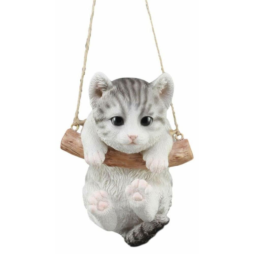 1 Pcs Of Adorable Lifelike Kitten Macrame Branch Hanger 5.5" Tall With Jute Strings