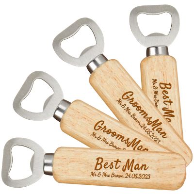 30pcs Personalized Beer Bottle Operner Wood, Customize Cap Opener Wedding Gift for Guests Birthday Party Favors Supplies Gift for Men/Husband/Groomsmen/Father Operner for Kitchen Bar Restaurant