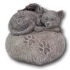 1 Pcs Of Pet Memorial Sleeping Angel Cat With Paw Prints Heart Shaped Rock Urn Statue view 1