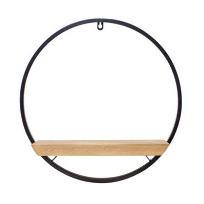 Circle Shelf 17" L x 17.5" H Iron/Wood