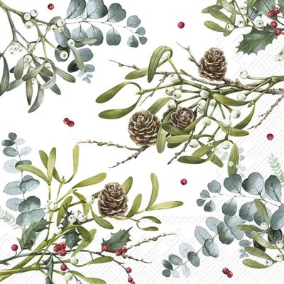 IHR Ideal Home Range Cocktail Napkins Disposable 3-Ply Paper Party Napkin Pack, 5" x 5", Branches Allover, 20-Count