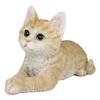 1 Pcs Of Resting Orange Cat Kitten Figurine With Realistic Glass Eyes Decor view 1