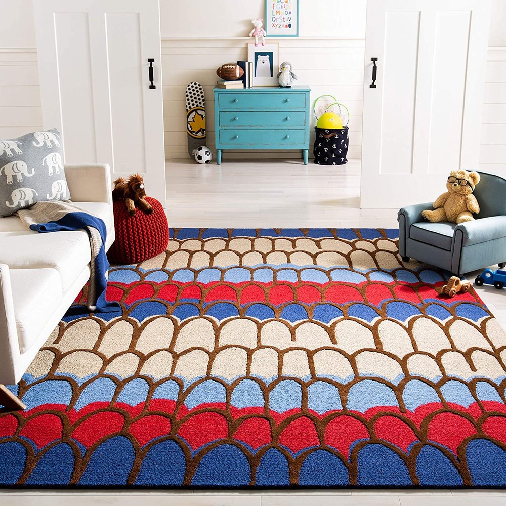 Naz Carpet Kids Collection Wool Area Rug Indian Handmade Arts with 0.5 Inch Thickness (Color Multi 5x5 Feet)