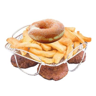 Air Fryer Rack for Air Fryer, Stainless Steel Food Dehydrator Rack Grill Air Fryer Accessories Food Grade Kitchen Household Crispy Roast Rotisserie Dehydrate Grill