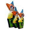 1 Pcs Of Balinese Wood Handicrafts Bright Colors Cat Family Set Of 3 Figurines view 3