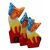 1 Pcs Of Balinese Wood Handicrafts Bright Colors Cat Family Set Of 3 Figurines view 4
