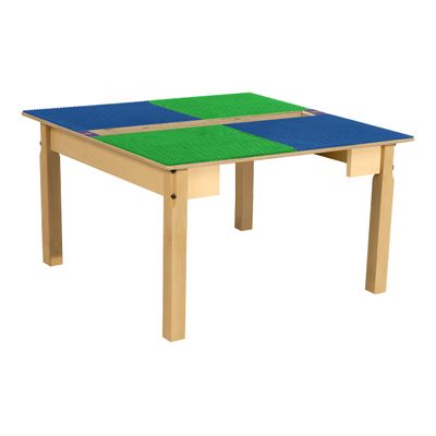 Contender Time-2-Play Kids Activity Play Table, Compatible with Lego Bricks, Extra Sturdy Birch Plywood, 35" W X 31" D, Blue & Green, 18" Legs for Ages 2-4