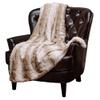 Modern and Contemporary Beautiful Faux Fur Blanket Throw 50 X 65 Size, Shabby Chic, Traditional Style Super Soft Reversible Sherpa Material | All Season Pretty Brown Color Striped Emboss Design view 1