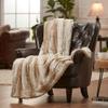 Modern and Contemporary Beautiful Faux Fur Blanket Throw 50 X 65 Size, Shabby Chic, Traditional Style Super Soft Reversible Sherpa Material | All Season Pretty Brown Color Striped Emboss Design view 4