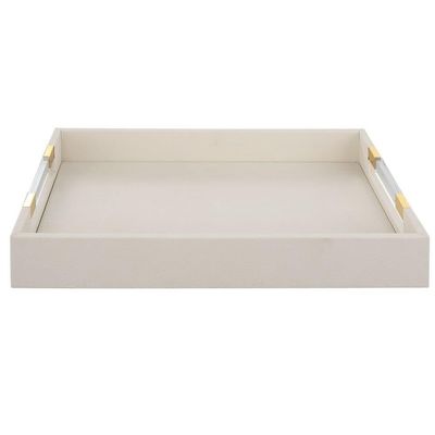 Uttermost Wessex Contemporary Metal and Faux Shagreen Tray in White