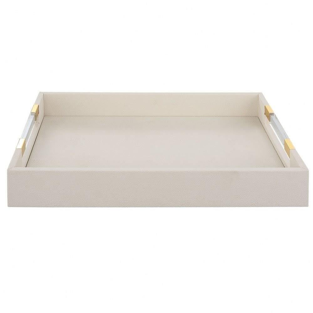 Uttermost Wessex Contemporary Metal and Faux Shagreen Tray in White
