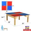 Time-2-Play Kids Activity Play Table, Compatible with Lego Bricks, Extra Sturdy Birch Plywood, 35" W X 31" D, Red & Blue, 14" Legs for Toddlers view 2