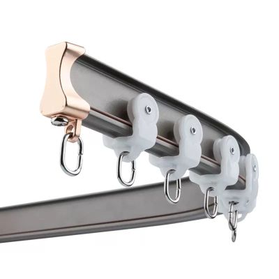 Curved Curtain Rail Track System, Heavy Duty Bendable Hospital Curtain Track for Small or Large Windows 1 to 15m, Aluminum Alloy (Color : Gray, Size : 14m/46ft)