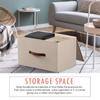 Ornavo Home 6 Pack Collapsible Storage Bins with Lid, Foldable Linen Fabric Shelf Storage Basket Closet Organizer and Large Storage Box for Clothes with Leather Handles, 15 x 10 x 9, Beige view 2