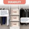 Ornavo Home 6 Pack Collapsible Storage Bins with Lid, Foldable Linen Fabric Shelf Storage Basket Closet Organizer and Large Storage Box for Clothes with Leather Handles, 15 x 10 x 9, Beige view 3