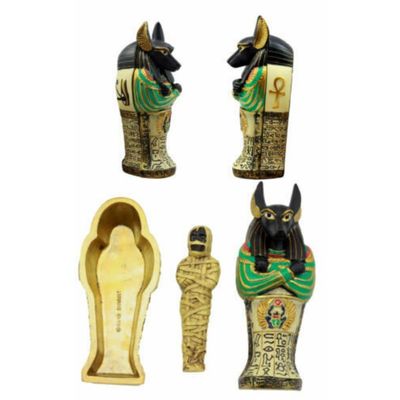 1 Pcs Of Ancient Egyptian God Anubis Sarcophagus Coffin With Mummy Figurine 5"H Decor Box