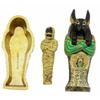 1 Pcs Of Ancient Egyptian God Anubis Sarcophagus Coffin With Mummy Figurine 5"H Decor Box view 2
