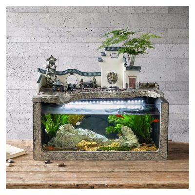 SUNESA Tabletop Fountains Creative Indoor Tabletop Water Fountain Resin Fountain Waterfall Fish Tank Office Relaxation Water Fountain - Home Office Decor Desktop Fountain