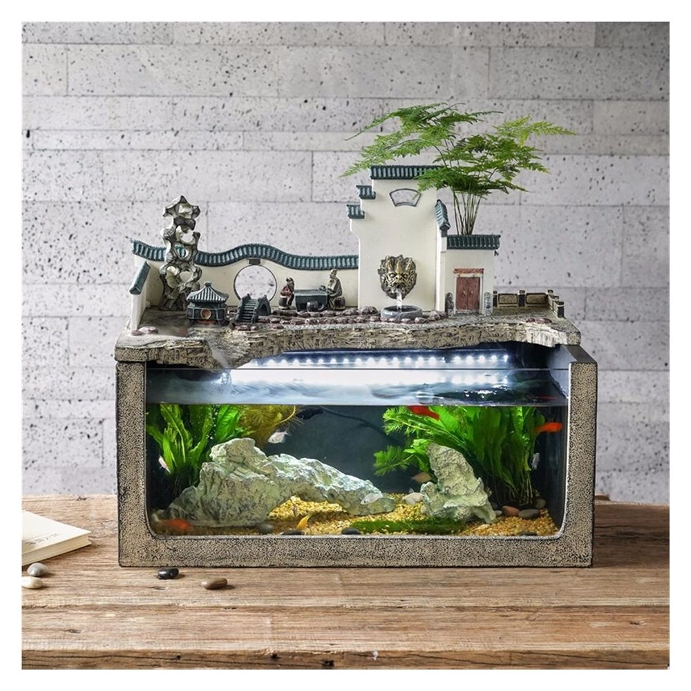 SUNESA Tabletop Fountains Creative Indoor Tabletop Water Fountain Resin Fountain Waterfall Fish Tank Office Relaxation Water Fountain - Home Office Decor Desktop Fountain