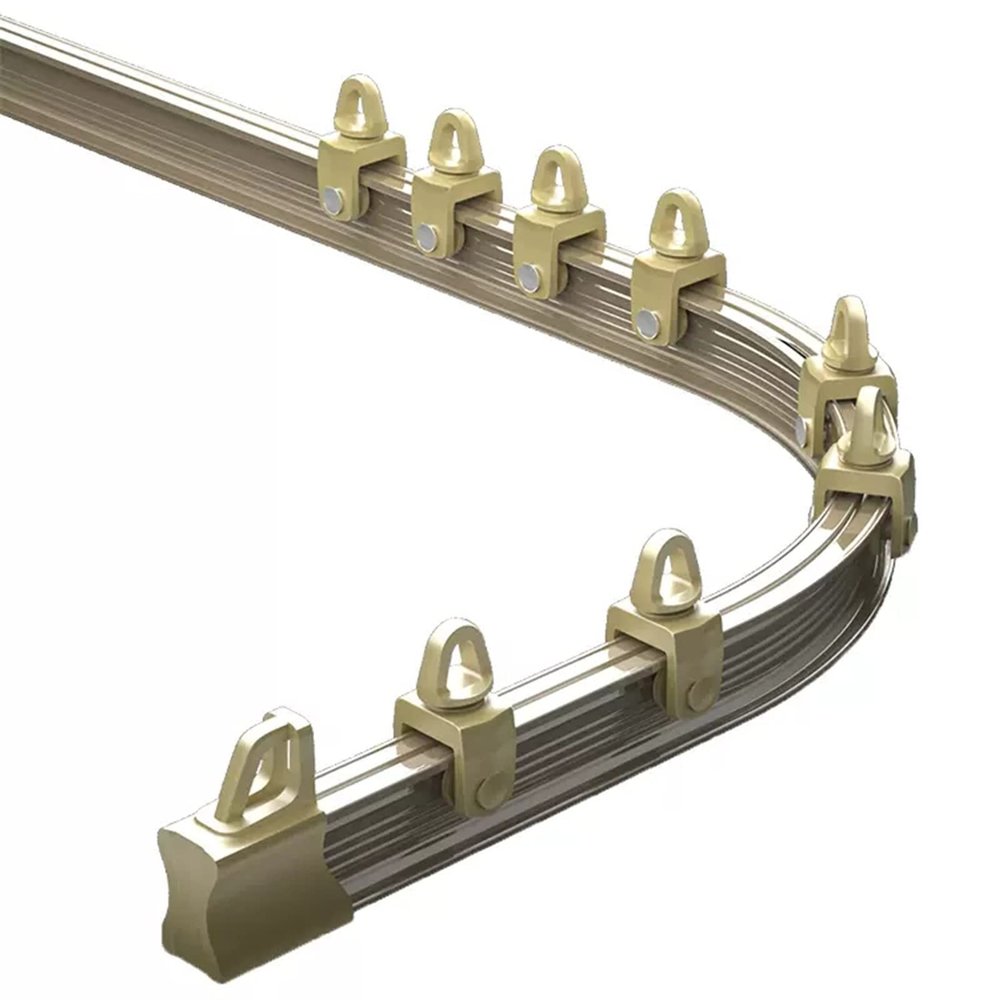 HAIXHX Curved Aluminum Room Divider Rods, Heavy Duty Curtain Track System Ceiling Mount for Bay Window/Shower/Room Divider, Easy to Cut (Color : Champagne, Size : 15m/49ft)