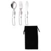 SHERCHPRY 1set Portable Stainless Steel Cutlery Camping Tableware for Travel Outdoor Dining Daily Use Compact Pouch Included Lightweight Eating Utensils view 1