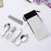 SHERCHPRY 1set Portable Stainless Steel Cutlery Camping Tableware for Travel Outdoor Dining Daily Use Compact Pouch Included Lightweight Eating Utensils view 3